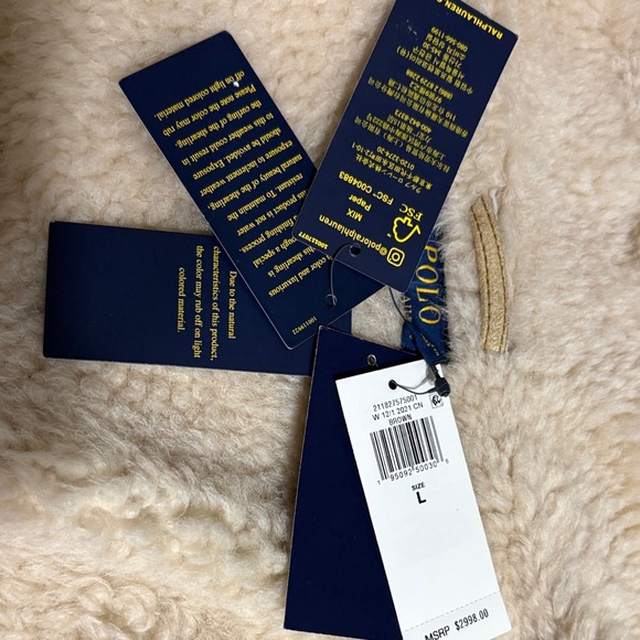 BRAND NEW NEVER WORN with tags Ralph Lauren Tan Shearling Women's Bomber Jacket - Picture 6 of 7